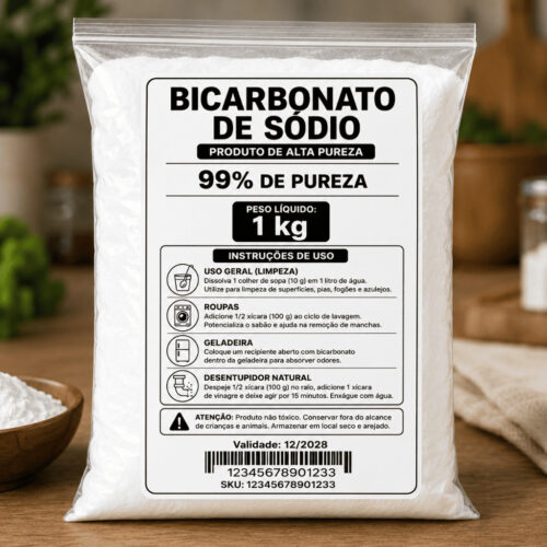 Bicarbonato de sódio puro para limpeza doméstica
