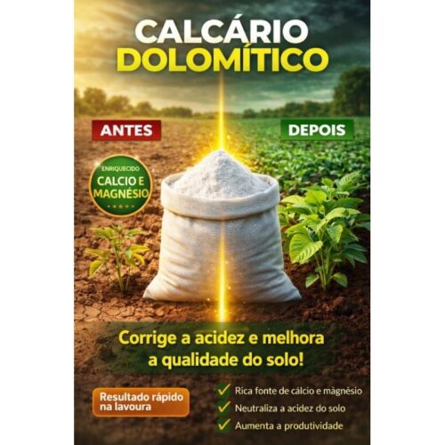 Calcário dolomítico em pó para correção do solo